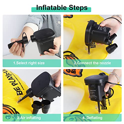 Portable Electric Air Pump for Inflatables with 3 Nozzles - Quick-Fill AC 110V