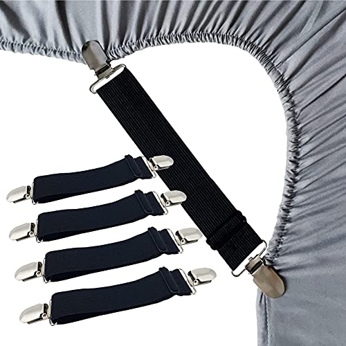 Bed Sheet Straps - Adjustable Fitted Sheet Holder Clips Set of 4