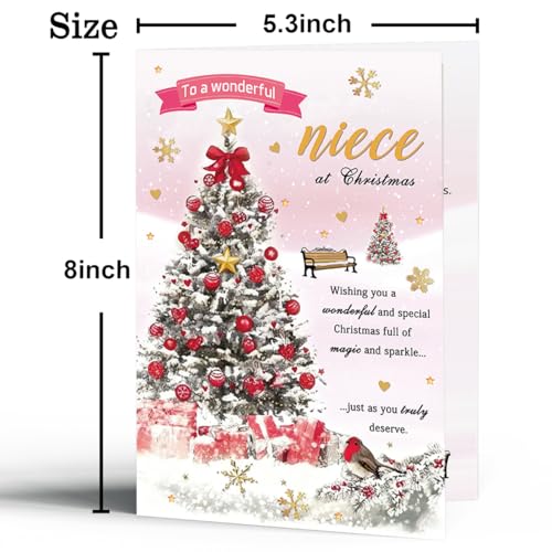 HZ-205 Niece Christmas Card from Aunt & Uncle Festive Holiday Greeting Card