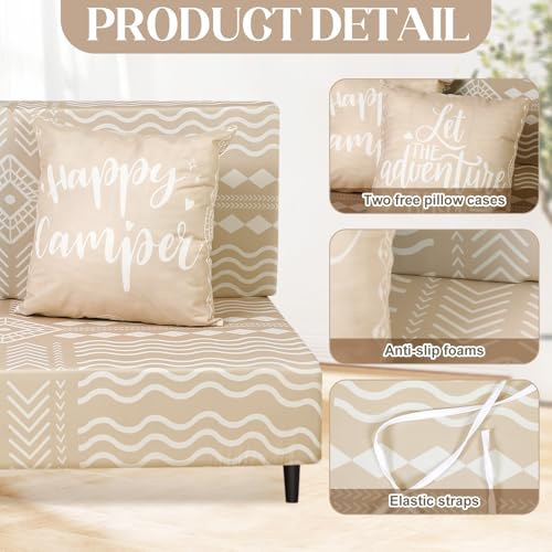 RV Dinette Cushion Covers Set - 6 Pcs Stretch Washable with Boho Design