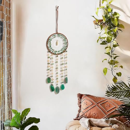 Boho Crystal Dream Catcher Wall Hanging with Natural Gemstones