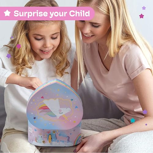 Heart-Shaped Musical Jewelry Box for Girls with Twirling Unicorn Figurine
