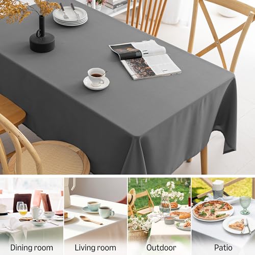 Amazon Basics 60x104 Inch Water-Resistant Rectangle Tablecloths, Pack of 2, Dark Gray