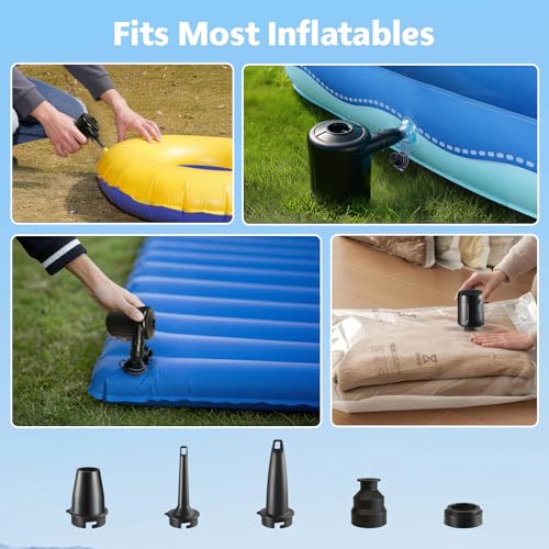 Portable Rechargeable Air Pump for Inflatables - 6000mAh Quick Inflate Deflate
