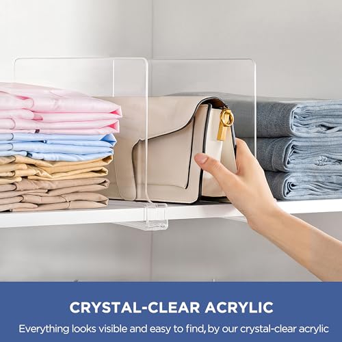Clear Acrylic Closet Shelf Dividers 6 Pack for Purses and Sweaters