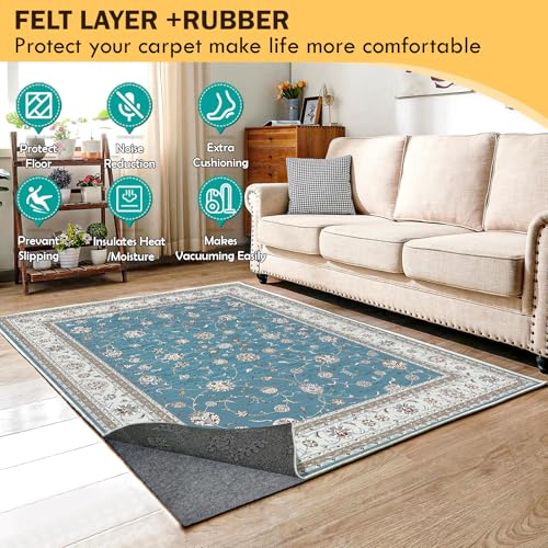 8x10 Ft Waterproof Rug Pad, Non-Slip Felt Underlay for Hardwood Floors