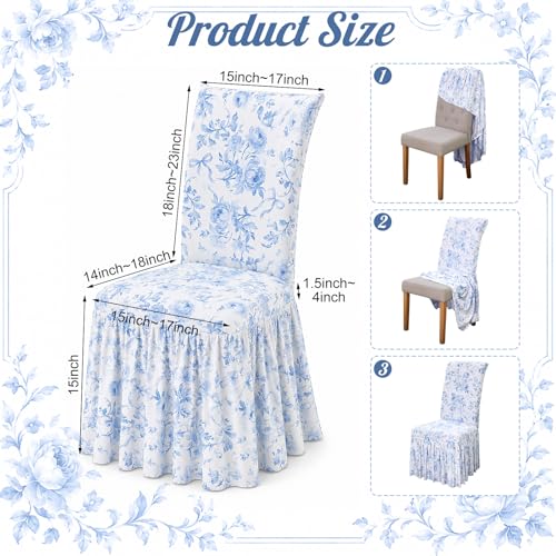 Blue Bow Dorm Chair Cover - Washable Floral Protector for College Room