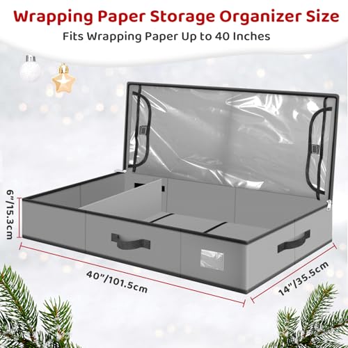 Wrapping Paper Storage Organizer for 40 Inch Rolls Under Bed Container