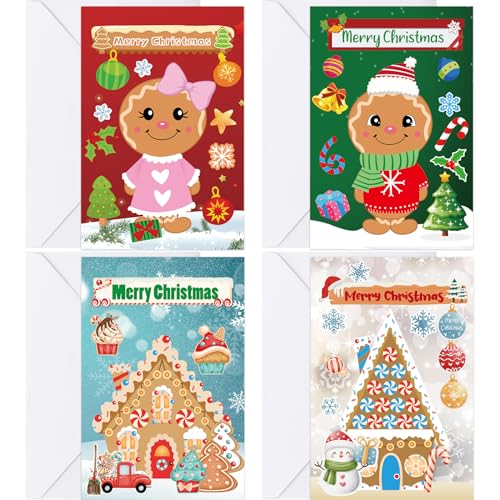 Ceiba Tree Gingerbread House Christmas Cards with Stickers, 20 Cards & Envelopes
