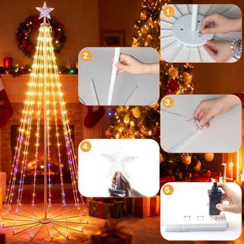 8 Ft Smart RGB Christmas Cone Tree with 340 LED Lights & App Control