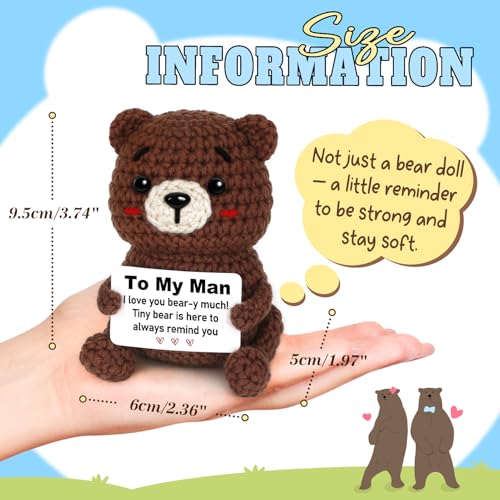 Handmade Crochet Pocket Bear Gift for Boyfriend Husband