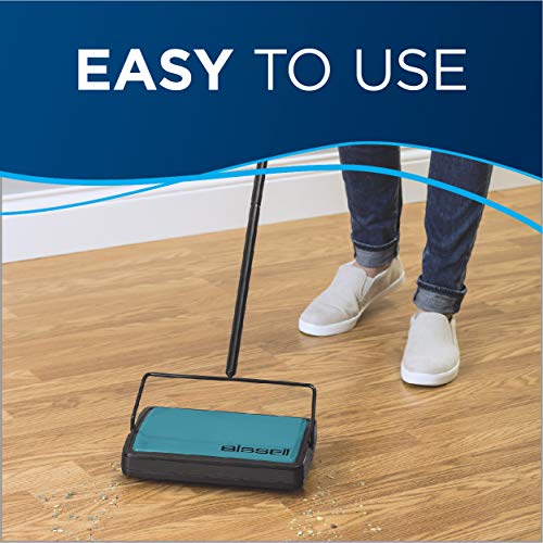Compact Manual Carpet and Floor Sweeper, Lightweight Cordless Design
