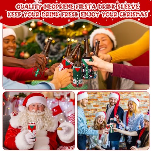 Maxcheck 16 Pcs Christmas Ugly Sweater Beer Can Cooler Sleeves for 12 oz – Sweater Variation