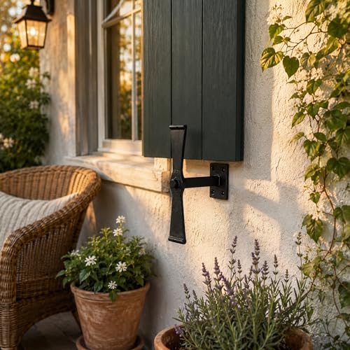 8 Pack 5.75" Propeller Shutter Dogs - Wrought Iron Exterior Shutter Holders