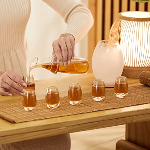 ZENS Sake Set with 6 Cold Sake Cups & Glasses - Elegant Japanese Drinkware