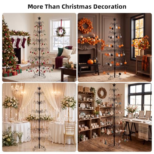 Aduanbang 6.5 Ft Black Metal Ornament Display Tree Stand with 240 Hooks