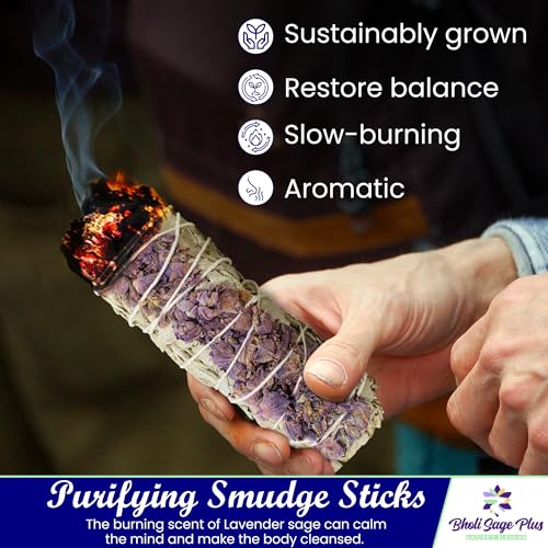 Lavender and White Sage Smudge Sticks for Home Cleansing - 4 Pack