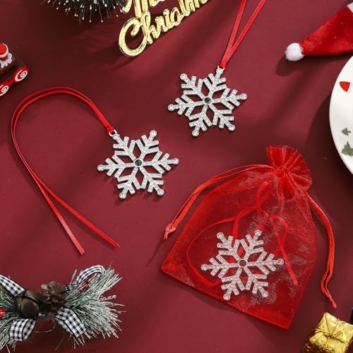Kersiki Set of 3 Silver Snowflake Christmas Ornaments – Hanging Tree Decor (3, Silver Snowflake)