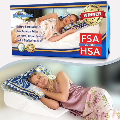8" Bed Wedge Pillow for Acid Reflux and Sleep Apnea - 3.25" Memory Foam