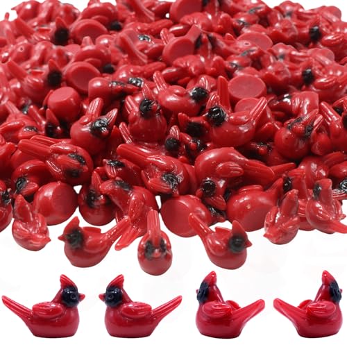 Miniature Red Cardinal Bird Figurines for DIY Crafts & Decor - 55 Pack