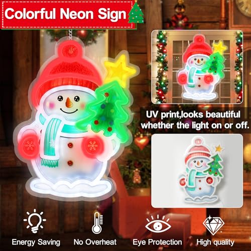 YAOZHOU Snowman LED Neon Sign Christmas Window Decor USB Lights