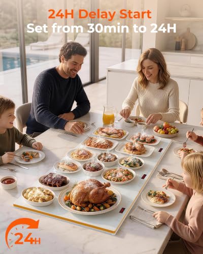 BTUVC 36x16 3-in-1 Warming Tray Set with Independent Temp & Timer, White-Gold
