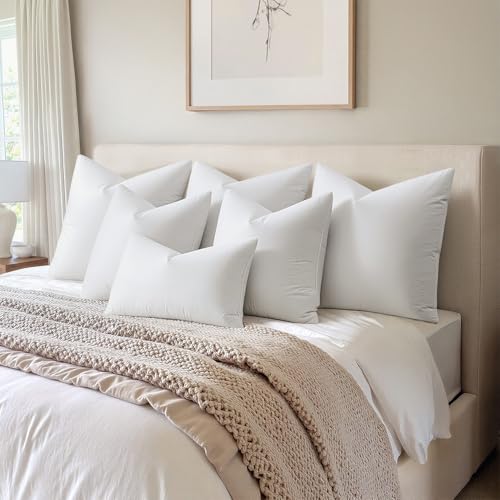 18x18 Inch Feather and Down Pillow Inserts - Set of 4 Cotton Throw Pillows