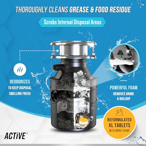 ACTIVE Garbage Disposal Cleaner and Deodorizer Tablets - 24 Pack XL Foaming Fresh Citrus Sink Freshener