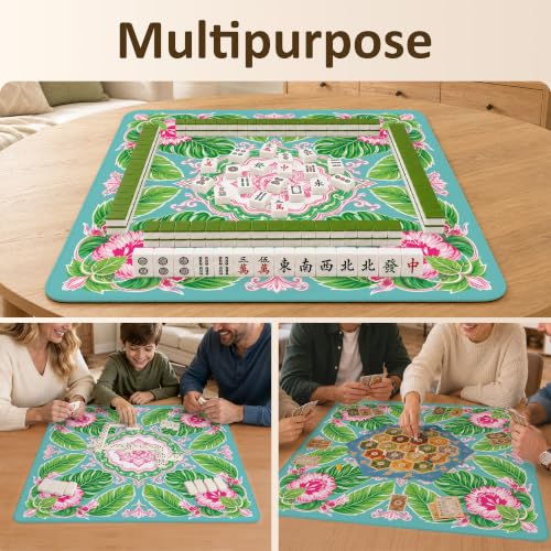 Floral Mahjong Table Mat 31.5" x 31.5" Anti-Slip Noise-Reducing Play Surface