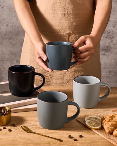 Famiware Mercury Multi-Color Coffee Mug Set of 4, 13 oz Handled Cups for Latte, Tea & Hot Chocolate