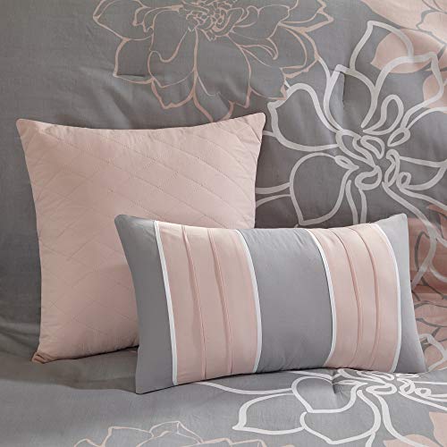 Floral Comforter Set - 7PC King All Season Bedding with Decorative Pillows