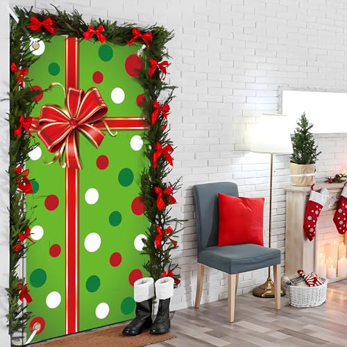 Christmas Door Cover Xmas Gift Box Banner Indoor Outdoor Holiday Decor 70.9"