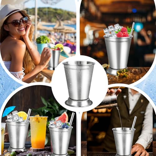 ETCYAOXIN 4 Pcs Stainless Steel Mint Julep Cups, 12oz Silver Cocktail Glasses Set