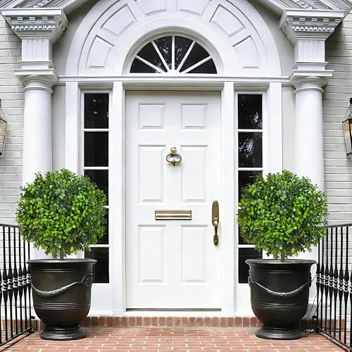 22-Inch Artificial Boxwood Topiary Ball Bushes, 4-Pack UV-Resistant Shrubs