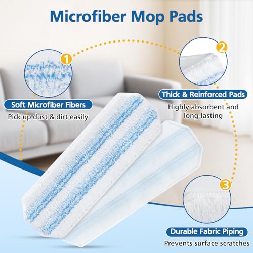 Microfiber Flat Mop Replacement Pads - Washable & Reusable (6-Pack)