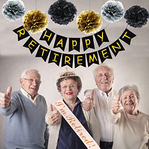 Retirement Party Decorations Set: Rose Gold Tiara and I Am Retired Sash