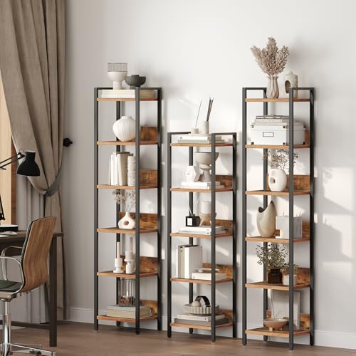 5-Tier Standing Bookshelf, Rustic Industrial Storage Organizer