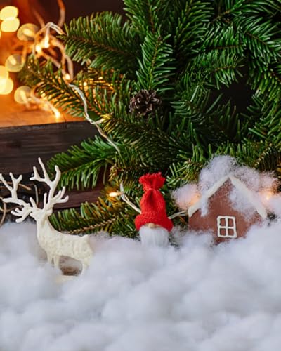 Artificial Snow Fluff Decor - Flame-Resistant Fake Cotton Snow (5.6 oz)