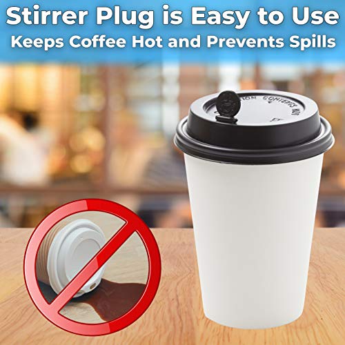 200 Pack Black Cafe-Grade BPA-Free Coffee Stoppers & Stirrer Paddles - 7 Inch Disposable Lid Plugs for Hot Drinks (Variation: 200 Pack / Black)