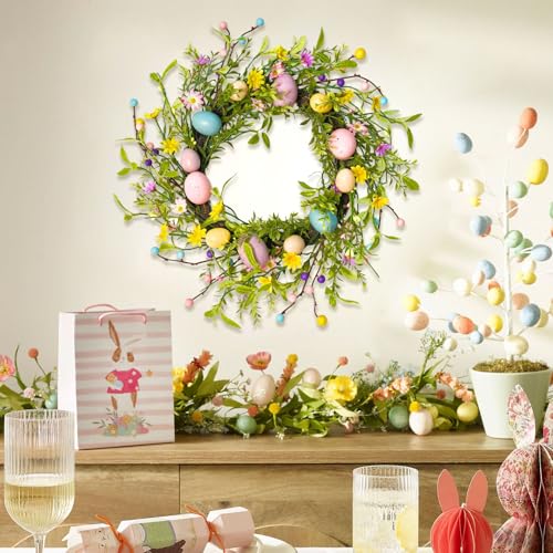 Artificial Christmas Wreath 20 Inch Red Berry Front Door Holiday Decor - Easter Egg Variant