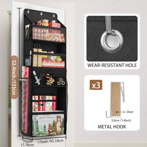 Over Door Wrapping Paper Storage Organizer with Removable Drawer