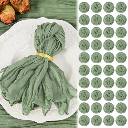 100 Pack Sage Green Cheesecloth Napkins 20"x20" Washable Gauze Table Napkins
