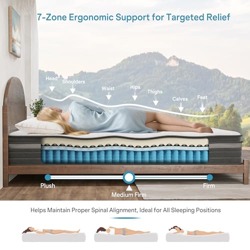 10 Inch Queen Hybrid Mattress in a Box - Medium Firm Pocket Springs