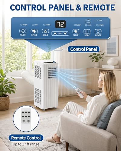 Portable Air Conditioner 8,000 BTU, 4-in-1 AC Unit for Rooms Up to 350 Sq.Ft