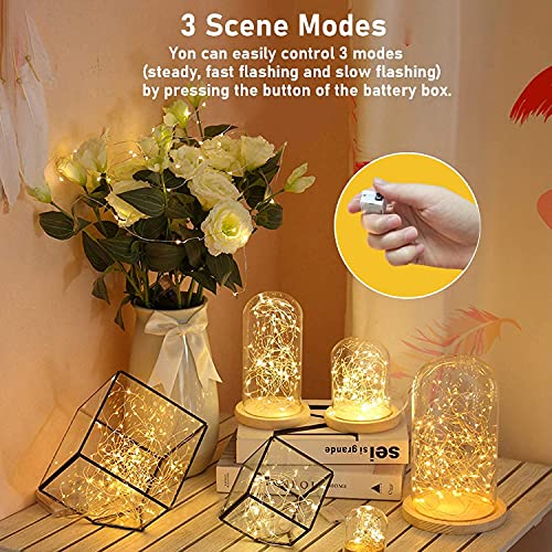 YOEEN 24 Pack Battery Operated Fairy Lights 7ft 20 LED Warm White Twinkle String Lights Waterproof Silver Wire for Wedding Party and Christmas