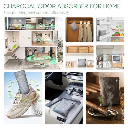 Activated Bamboo Charcoal Air Purifying Bags - 6 Pack Shoe Odor Absorber