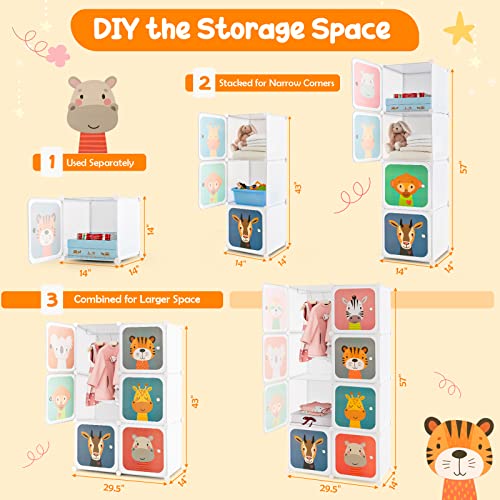 Kids Modular Wardrobe Closet, 8-Cube Portable Storage Organizer for Nursery