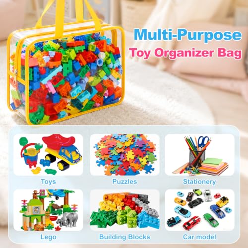 6-Pack Clear Toy Storage Bags with Zipper, Durable PVC Organizer for Toys