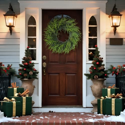 24-Inch Artificial Norfolk Pine Christmas Wreath for Front Door