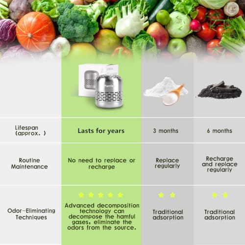 Purriko Refrigerator Deodorizer & Long-Lasting Stainless Steel Odor Eliminator